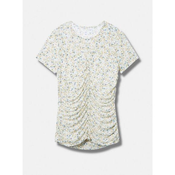 Torrid 2x 2 18-20 Stretch Mesh Crew Neck Ruched Top - Picture 3 of 3